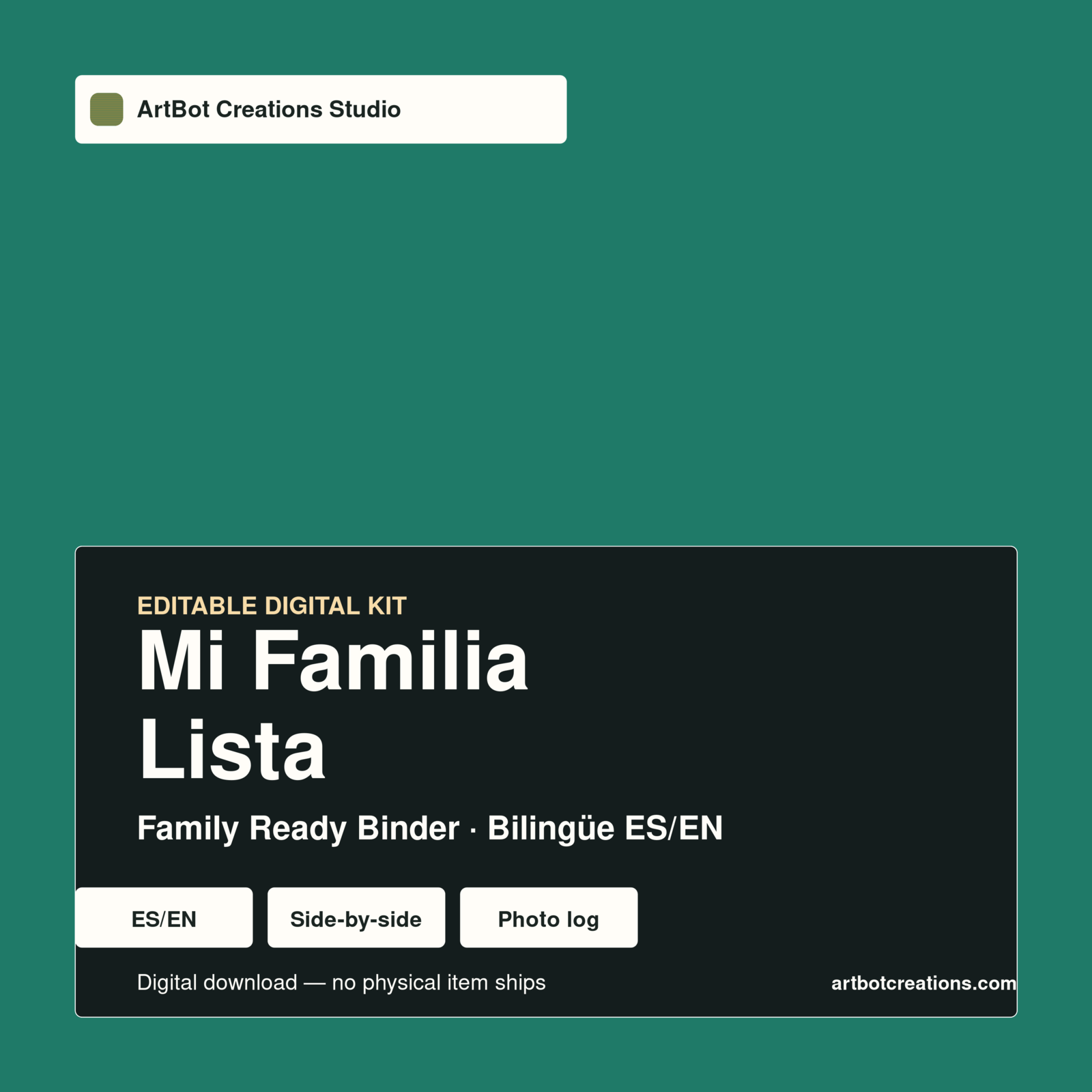 Mi Familia Lista cover — bilingual family binder